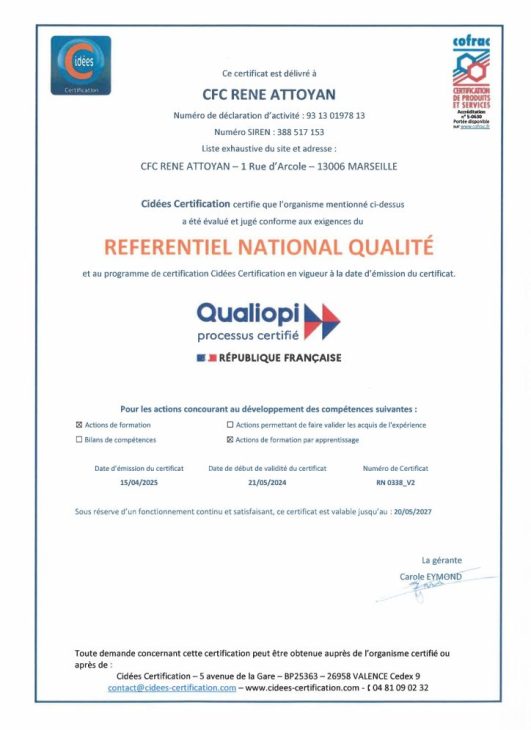 Certificat qualiopi cfc fin 2027